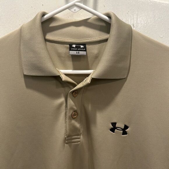 Under Armour Long Sleeve Polo Shirt - L - Tan - polyester - Picture 2 of 8